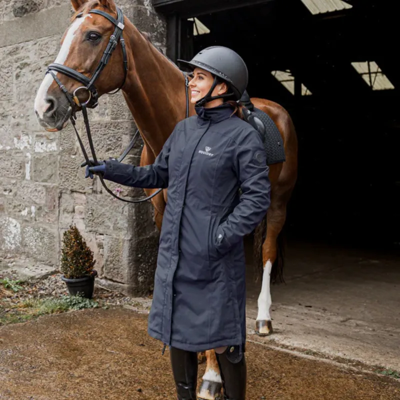 Equidry New Womens Bronte Riding Coat With Removable Hood In Navy-3