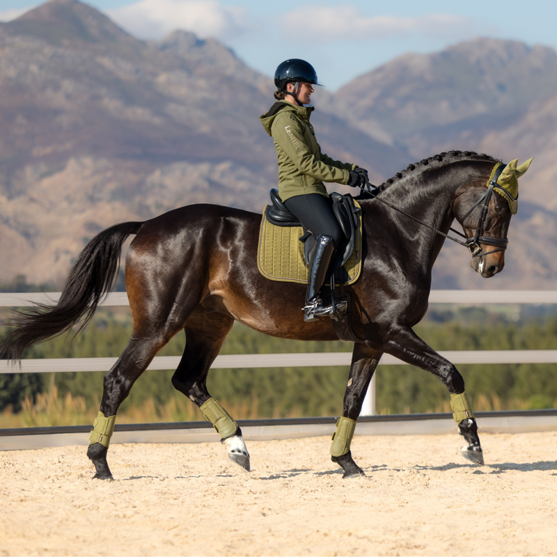 LeMieux Suede Dressage Square in Gooseberry-1