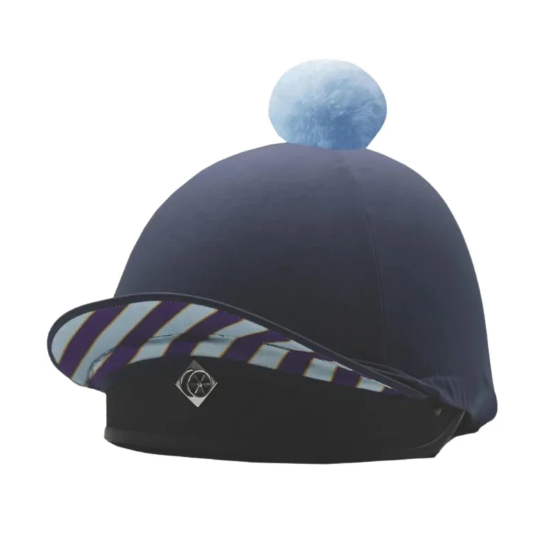 Equetech Official Pony Club 2 in 1 Lycra Hat Silk in Navy-2