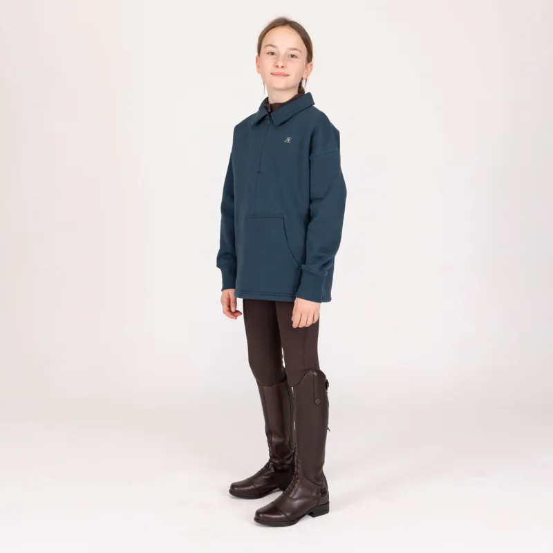 Aubrion Equestrian Quarter Zip Sweater  Young Rider in Estate Blue -3