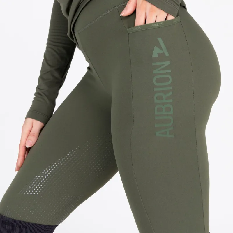 Aubrion React Winter Riding Tights in Khaki-2