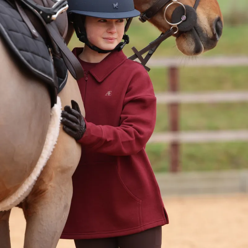 Aubrion Equestrian Quarter Zip Sweater Young Rider in Port-3