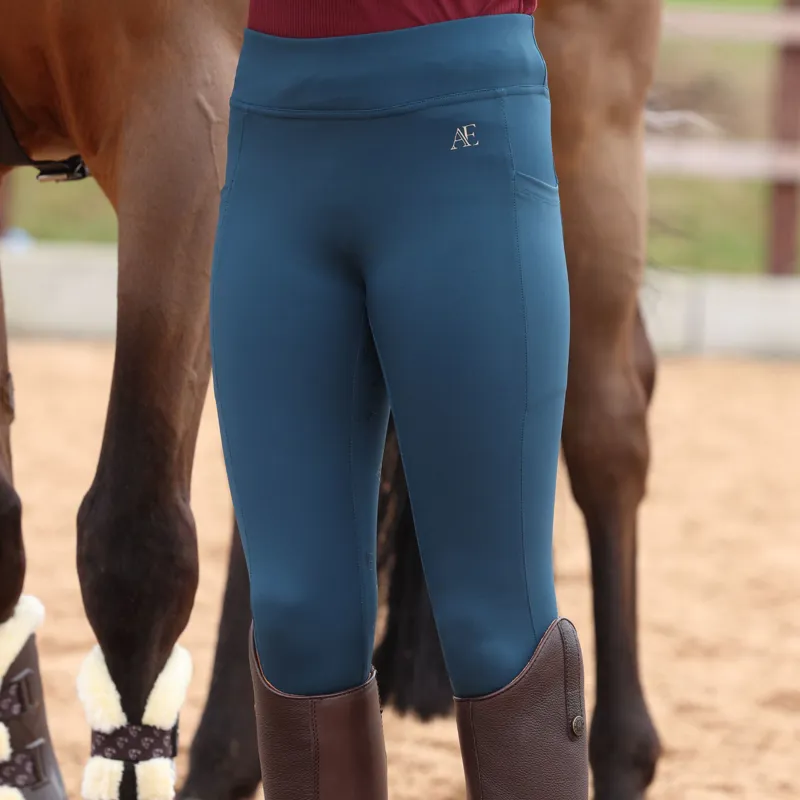 Aubrion Equestrian Riding Winter Tights Young Rider in Estate Blue-4