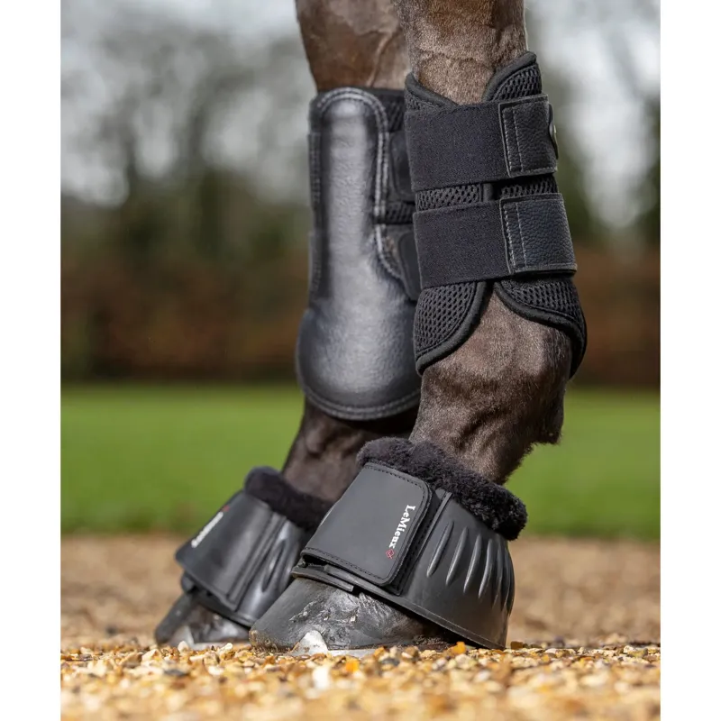 LeMieux Rubber Bell Boots With Fleece in Black-3