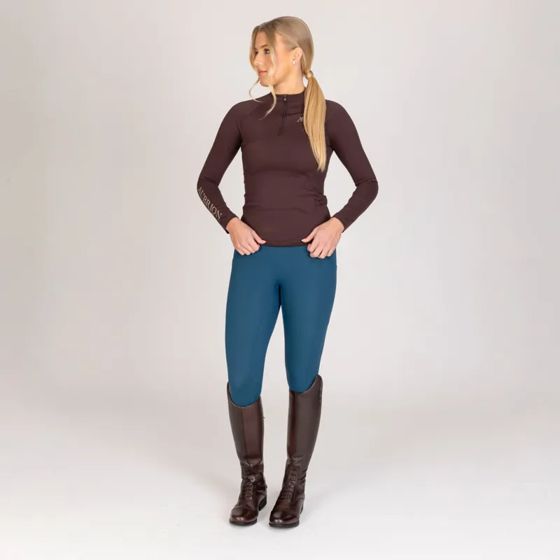 Aubrion Equestrian Winter Riding Tights in Estate Blue-2