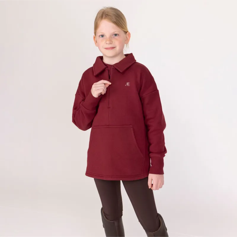 Aubrion Equestrian Quarter Zip Sweater Young Rider in Port-4