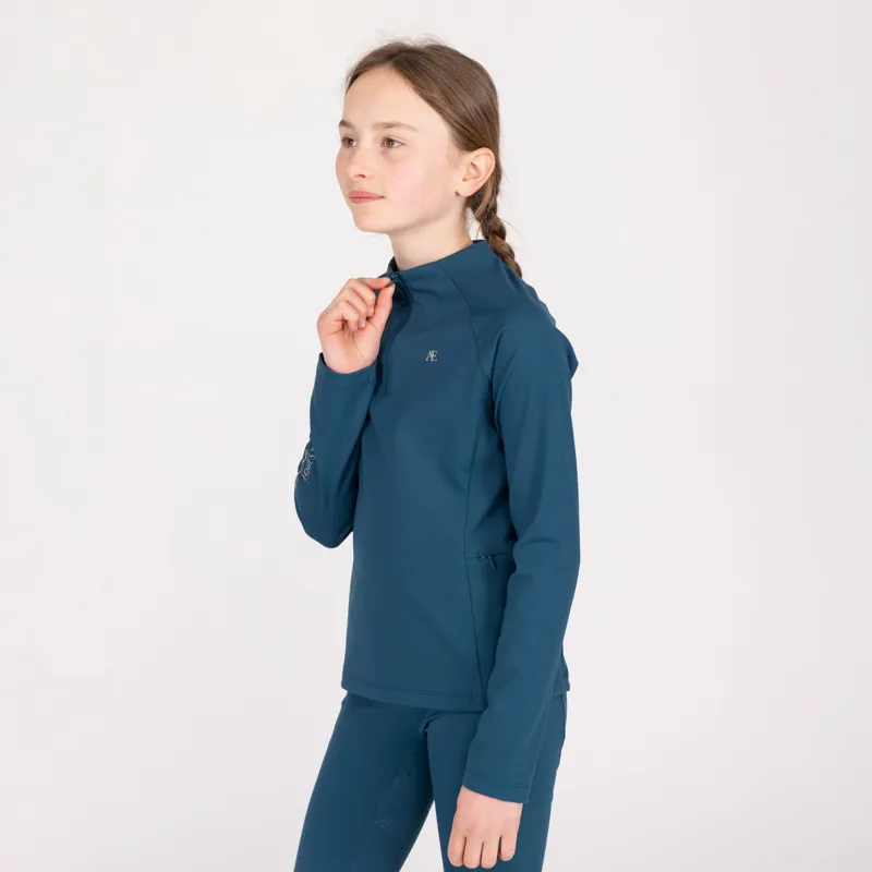 Aubrion Equestrian Winter Long Sleeve Base Layer Young Rider in Estate Blue-4