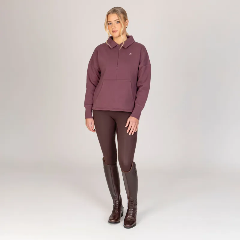Aubrion Equestrian Quarter Zip Sweater in Thistle-5