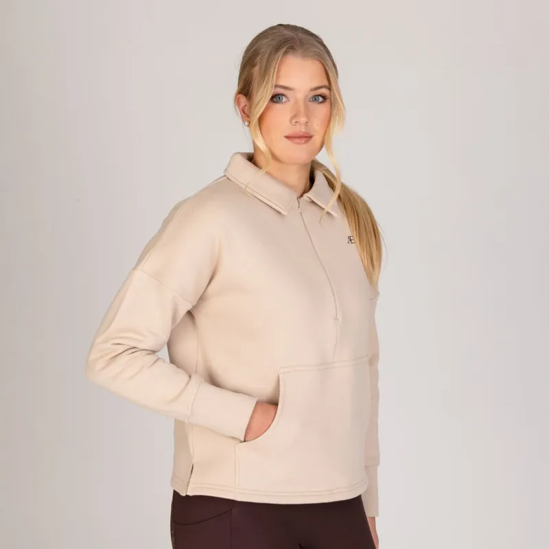 Aubrion Equestrian Quarter Zip Sweater in Oat-4