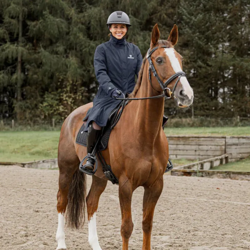 Equidry New Womens Bronte Riding Coat With Removable Hood In Navy-5