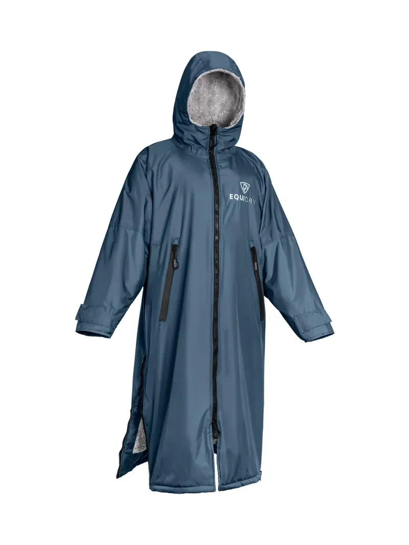 Equidry All Rounder Jacket with Fleece Hood in Steel Blue and Grey