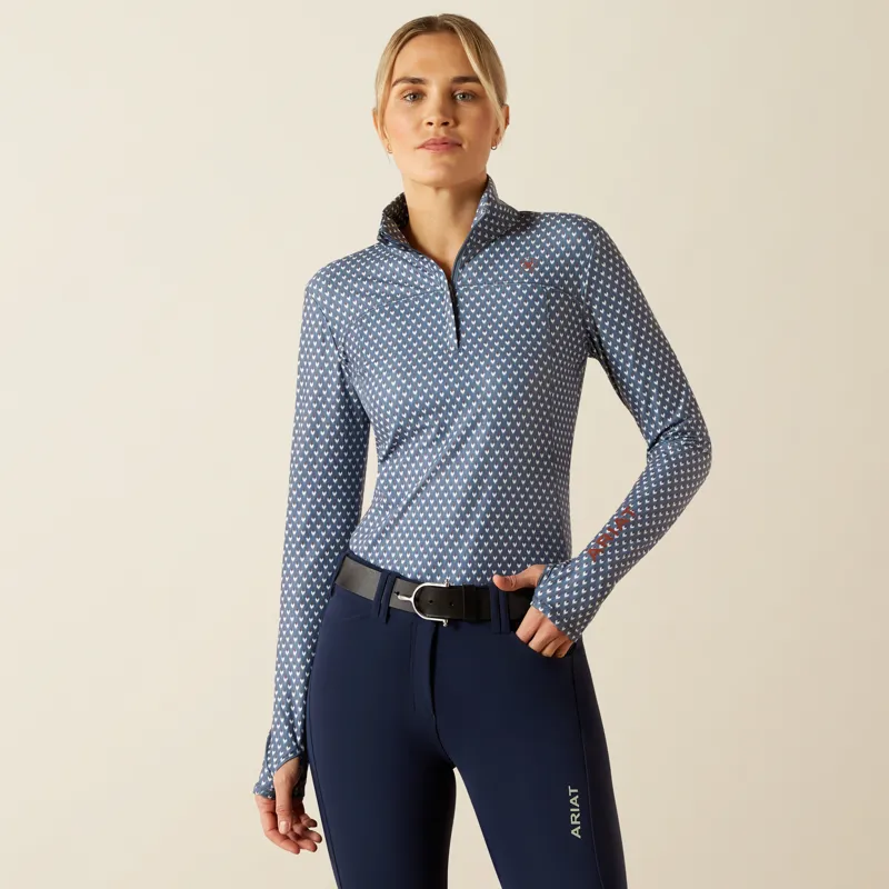 Ariat Lowell 3.0 1/4 Zip Baselayer in China Blue Arrows