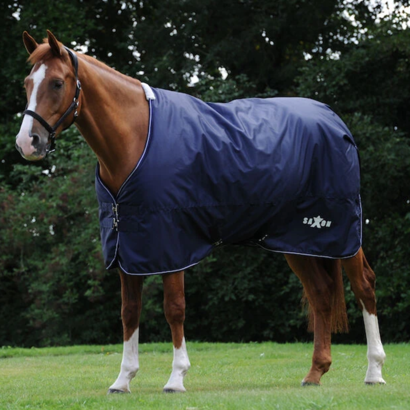 Saxon Lite Defiant 600D Standard Neck Turnout Rug in Navy/White
