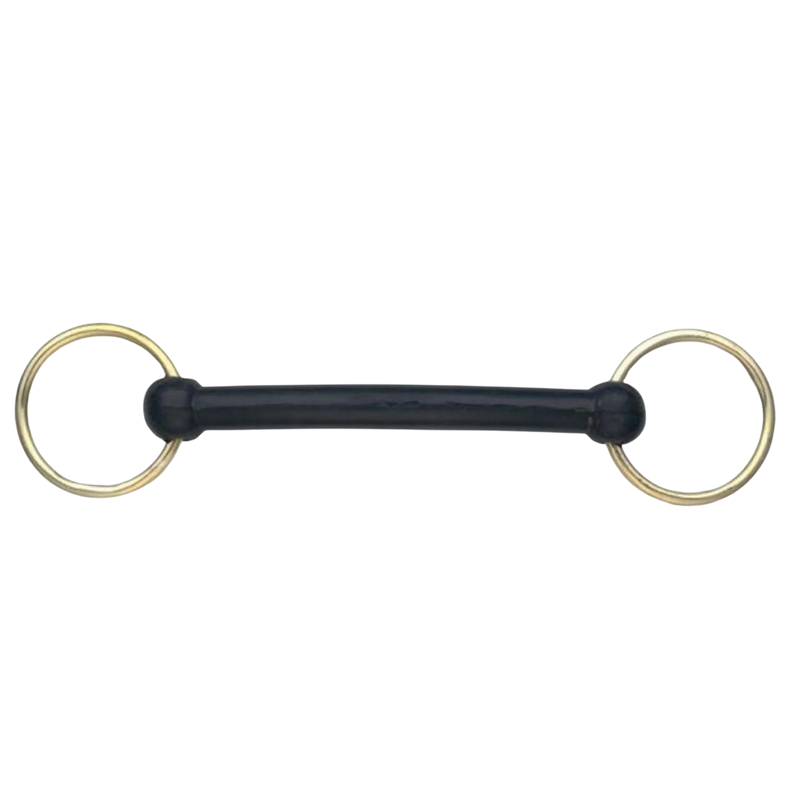 Buckley Bits Nylon In Hand Snaffle Bit Brass Ring in Gold