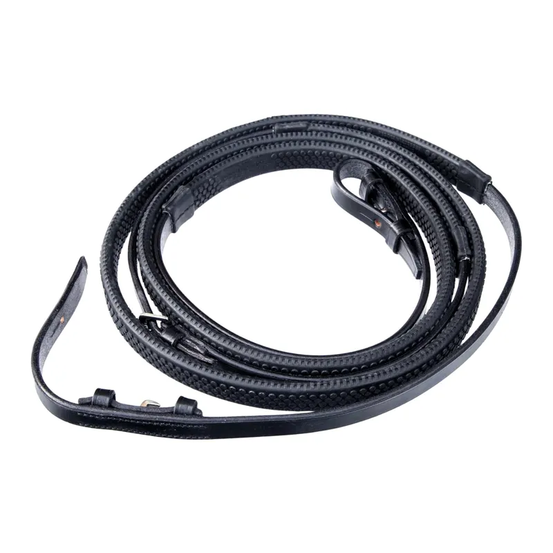Townfields Full Rubber Covered Reins in Black