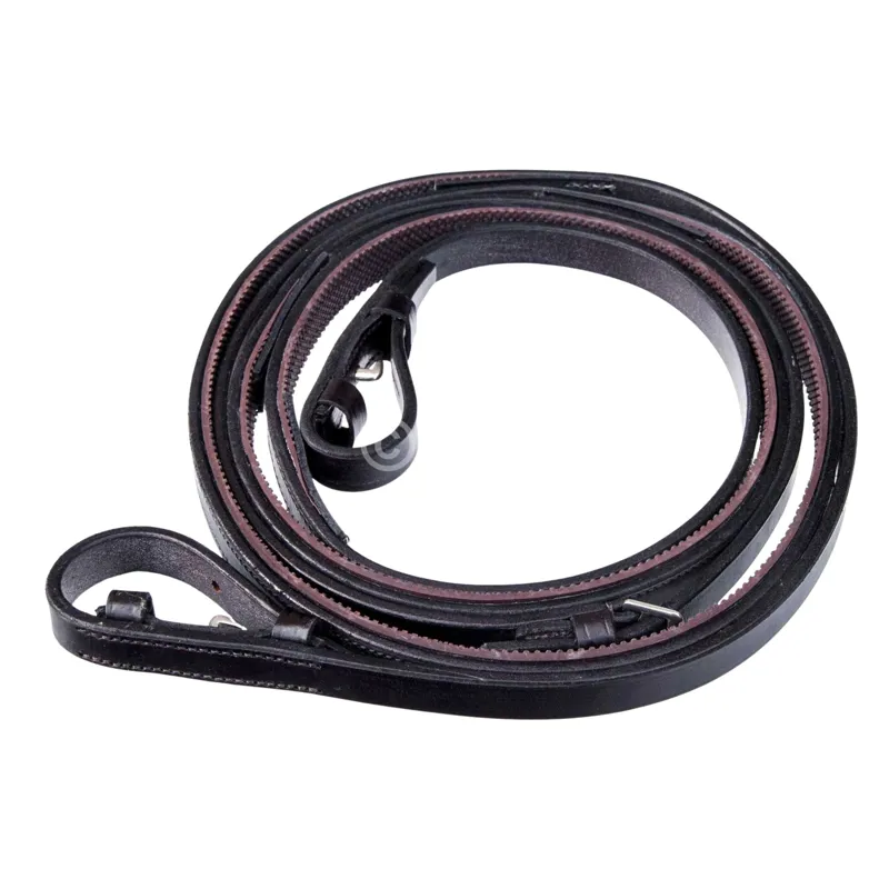 Townfields Leatherwork Half Rubber Covered Dressage Reins in Havana