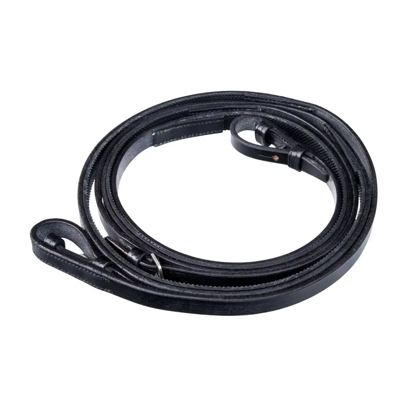 Townfields Half Rubber Covered Dressage Reins in Black
