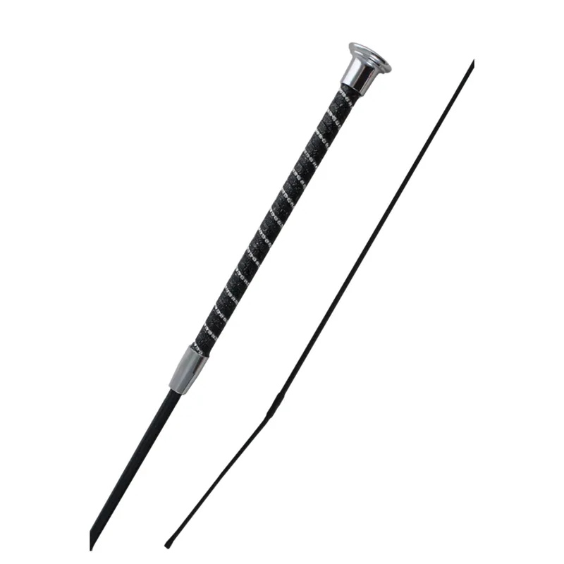 Woof Wear Twisted Dressage Whip in Black and Silver