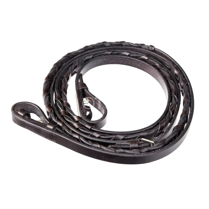 Townfields Leatherwork Laced Leather Reins in Brown
