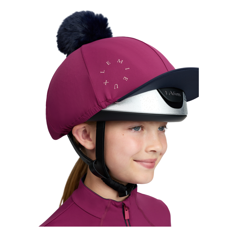 LeMieux Classique Pom Hat Silk in Blackberry-2