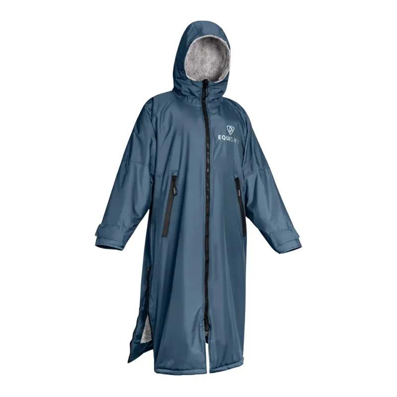 Equidry All Rounder Jacket with Fleece Hood in Steel Blue and Grey