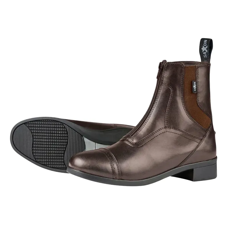 Saxon Syntovia Junior Zip Paddock Boots Brown