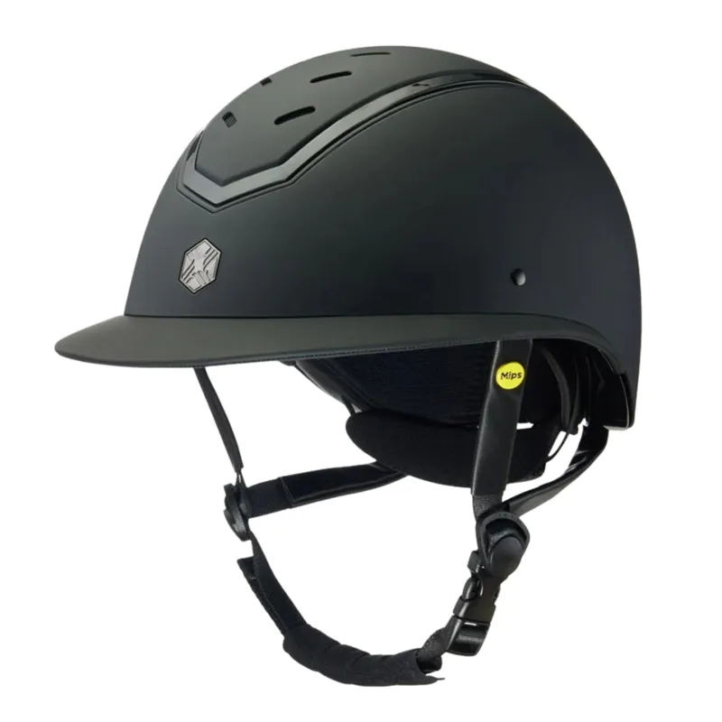 Charles Owen Kylo Riding Hat Black Matt/Black Gloss Wide Peak with Mips
