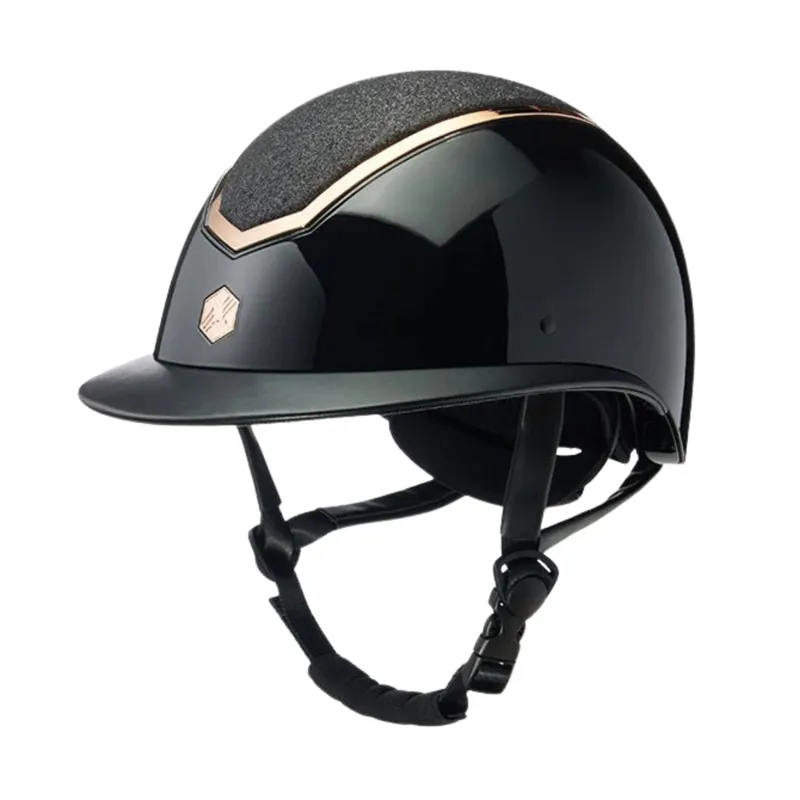 Charles Owen Kylo Riding Hat Wide Peak Sparkly Black Gloss/Rose Gold 