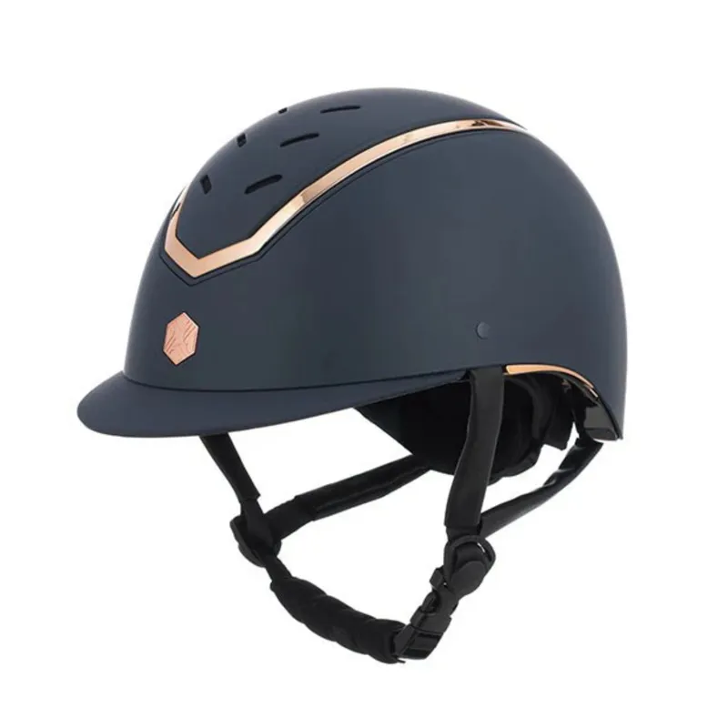 Charles Owen Kylo Riding Hat in Navy Matte and Rose Gold
