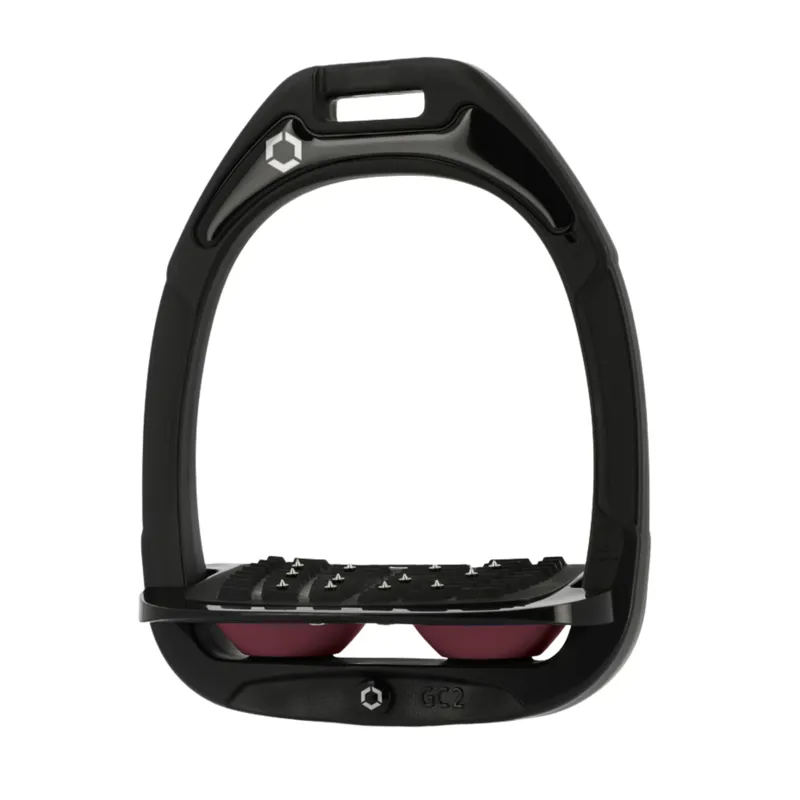 Flex-On Green Composite Inclined Ultra Grip Stirrups in Black/Black/Burgundy