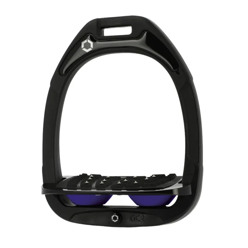 Flex-On Green Composite Inclined Ultra Grip Stirrups in Black/Black/Purple