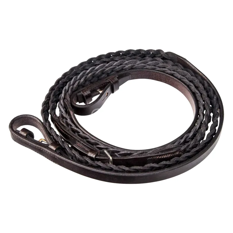 Townfields Plaited Leather Reins in Brown