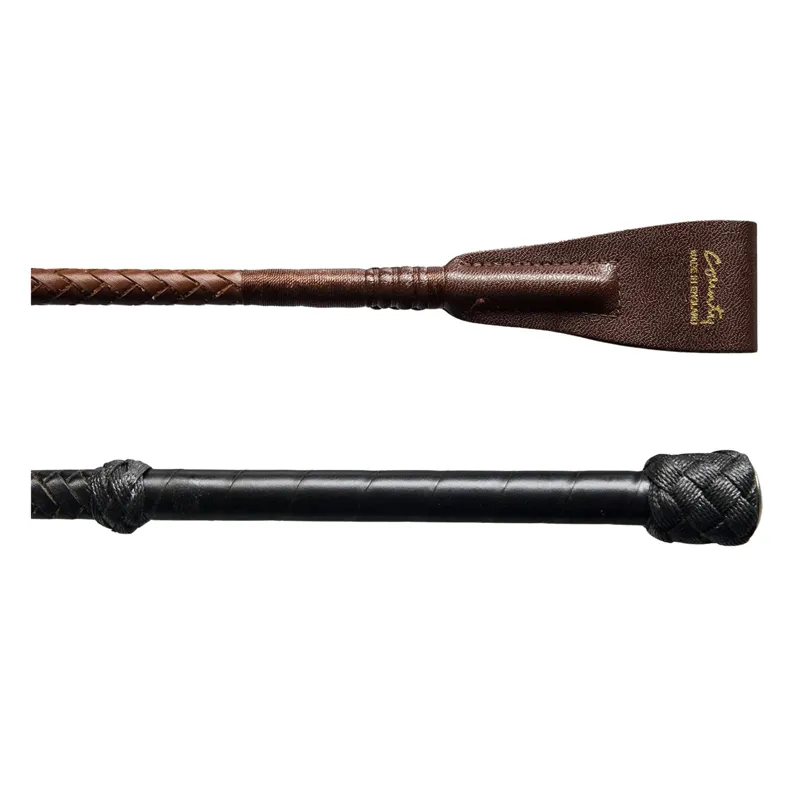 County Whips Leather Riding Whip in Black