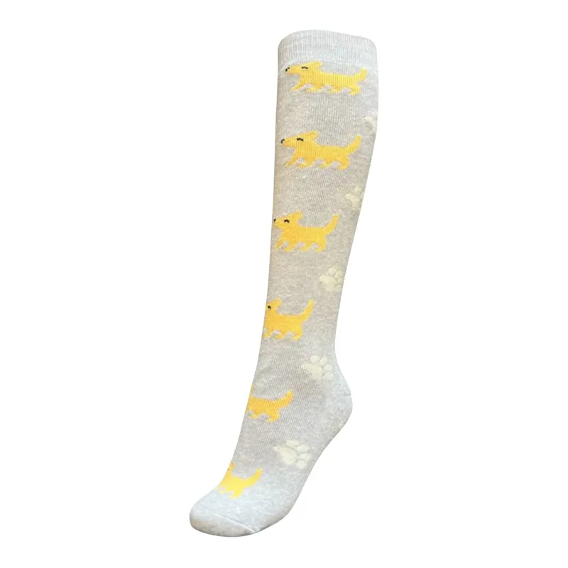 Townfields Welly Socks Golden Dog Print in Grey