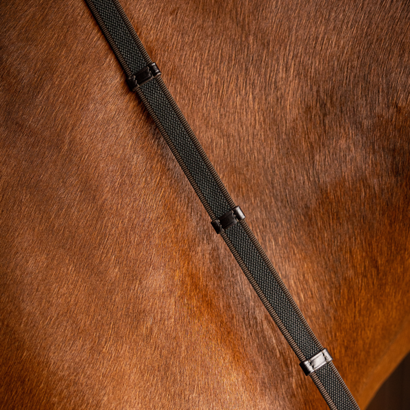 LeMieux Rubber Grip Continental Reins in Havana/Silver-1