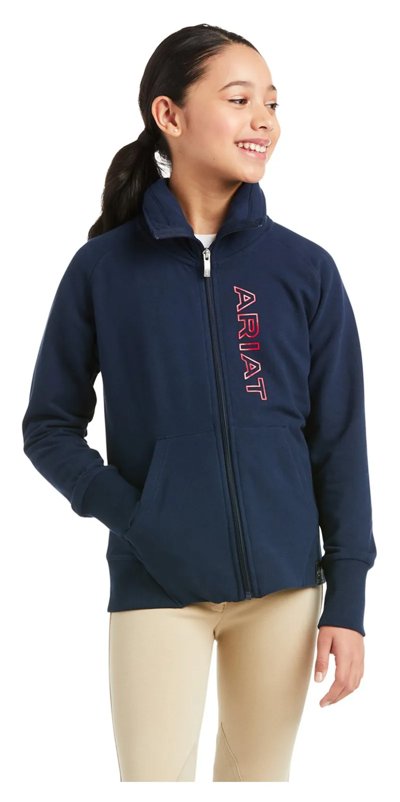 Ariat Junior Team Logo Full Zip Sweatshirt in Navy