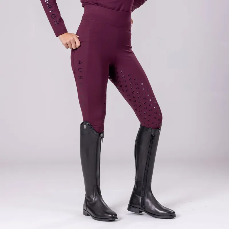 Aubrion Eltar Riding Tights in Black Cherry-1