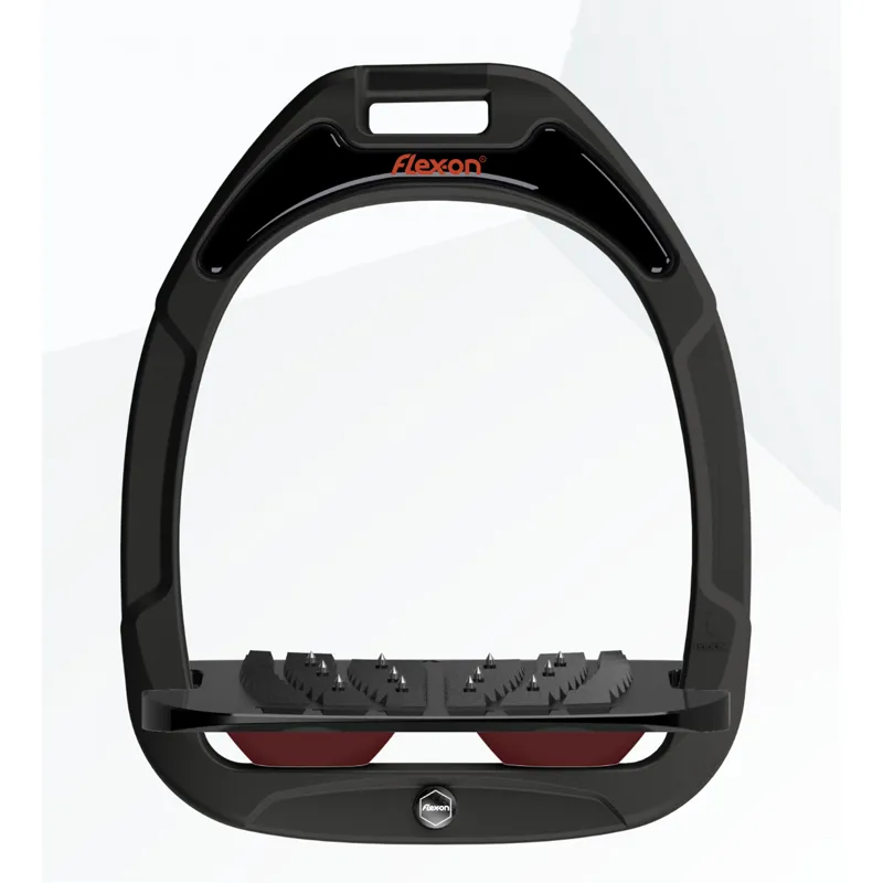 Flex-On Green Composite Inclined Ultra Grip Stirrups in Black/Black/Burgundy
