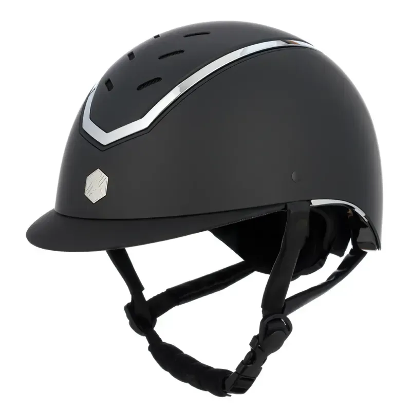 Charles Owen Kylo Riding Hat in Black Matte and Silver