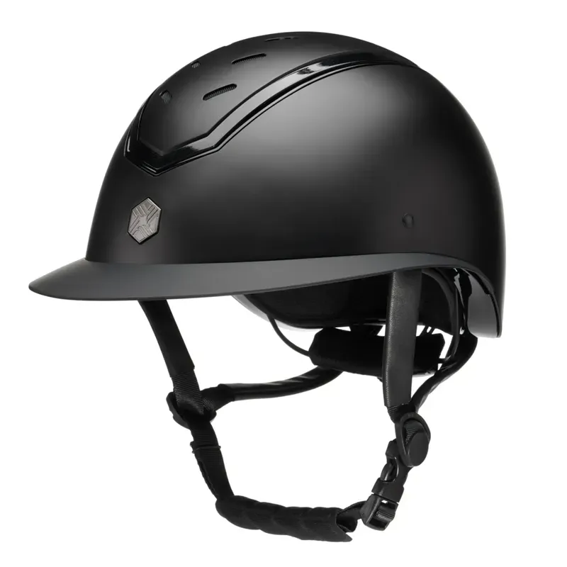Charles Owen Kylo Riding Hat Wide Peak in Black Matt/Black Gloss