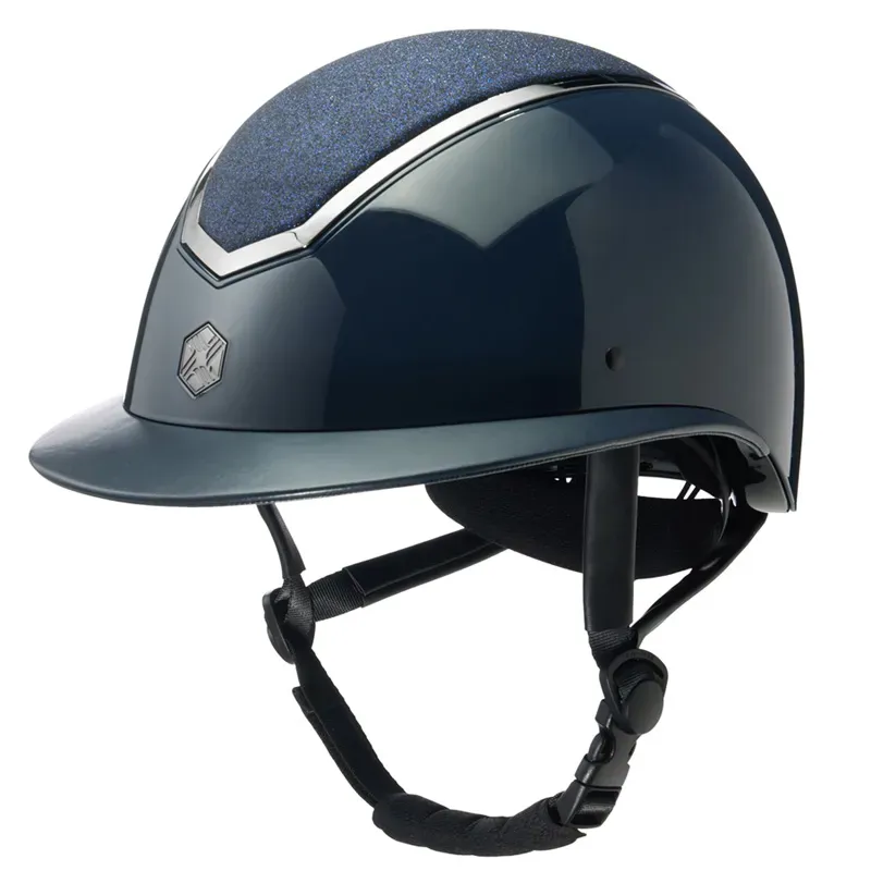 Charles Owen Kylo Riding Hat Wide Peak in Navy Matt/Pewter-1