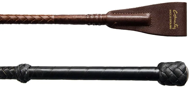 County Whips Leather Riding Whip in Black