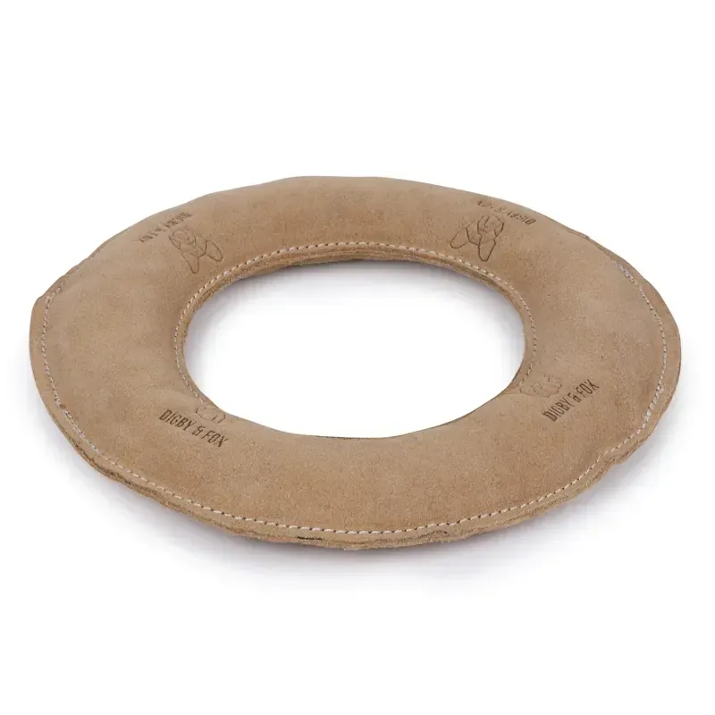 Digby And Fox Leather Frisbee Toy in Brown