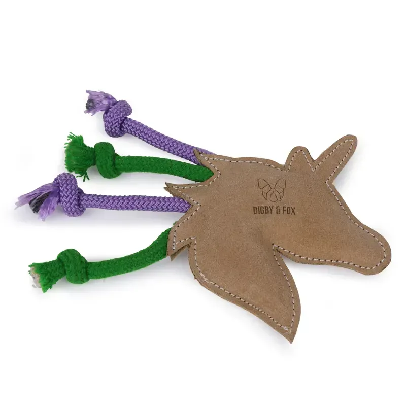 Digby And Fox Leather Unicorn Toy in Brown