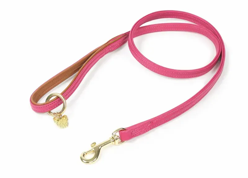 Digby and Fox Padded Leather Dog Lead in Pink