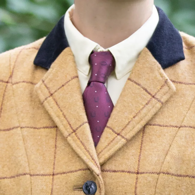 Equetech Horseshoes Show Tie in Maroon and White-1