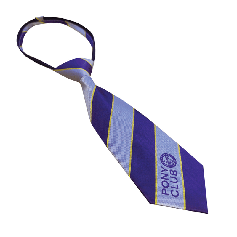 Equetech Official Pony Club Ready-Tied Members Tie in Grey/Purple/Gold