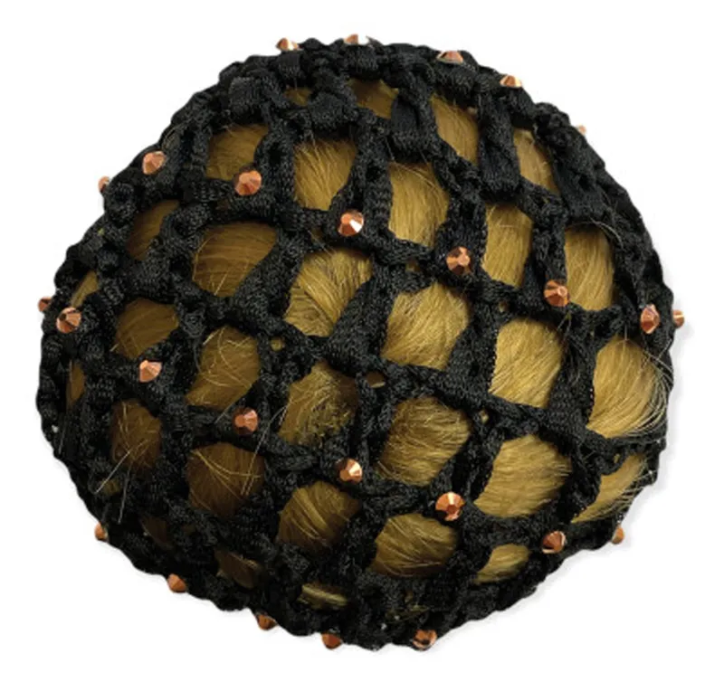 Equetech Rose Gold Crystal Bun Net in Black
