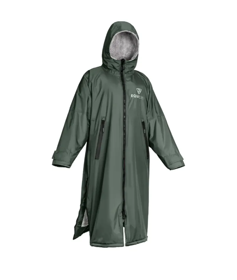 Equidry All Rounder Jacket with Fleece Hood in Black and Forest Green
