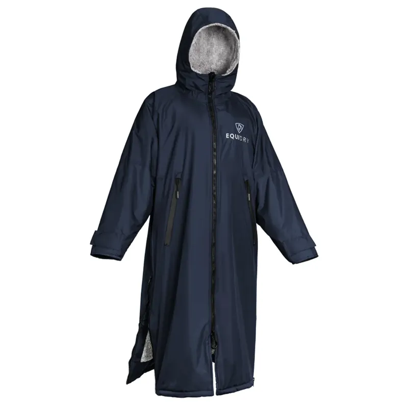 Equidry All Rounder Jacket with Fleece Hood in Navy and Grey